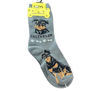 Foozys Rottweiler Dog Crew Socks Grey Women One Size